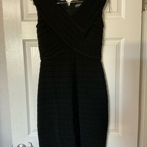 Adrianna Papell Black Wrap-Front Midi Dress